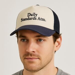 Zara /Daily Standards Atm. Cream and Black‎ Trucker Hat/Size M